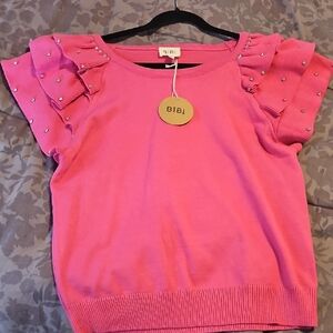 BiBi Fuchsia Ruffle Sleeve Kids Sweater